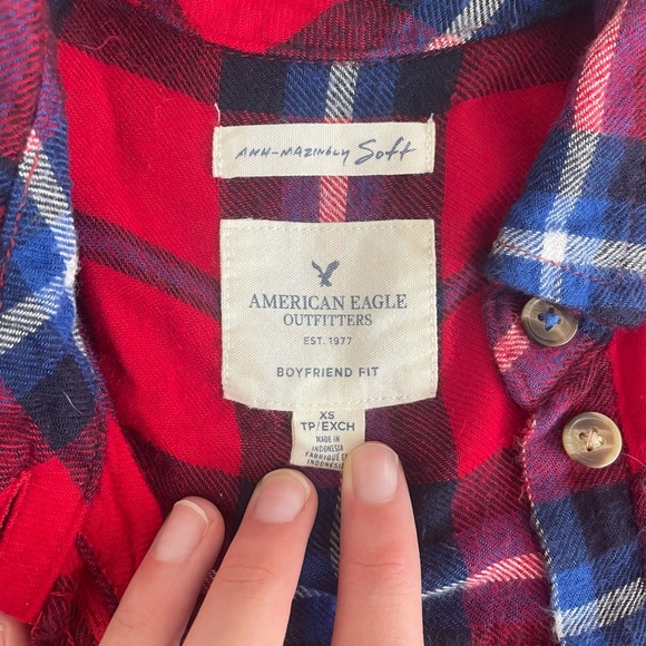 American Eagle Flannel boyfriend fit || size xs - Picture 2 of 3